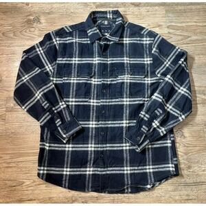 Denim & Flower Ricky Singh XL Navy Plaid Shacket Heavyweight Flannel Warm Layer
